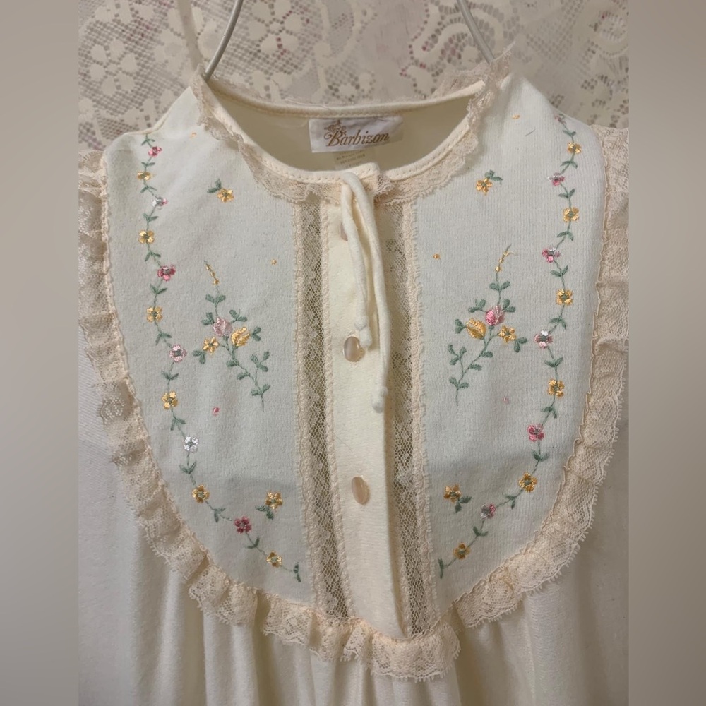 Vintage Barbizon nightgown dress longewear nylon USA full length floral top Sz S